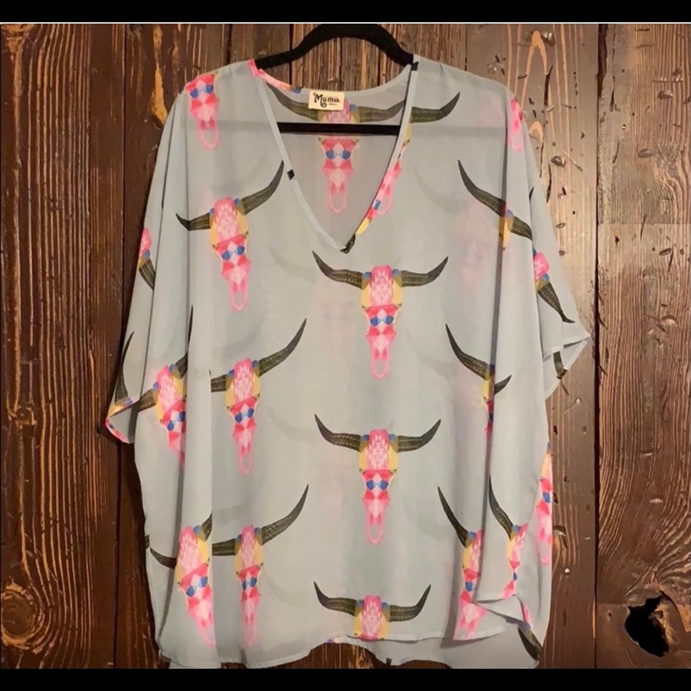 💙 EUC Show Me Your Mumu Shook Tunic - Lite Brite Bull - Picture 3 of 4